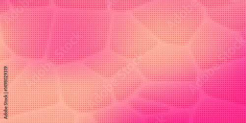 Pink orange polka dots gradient halftone background. Pop art cartoon dot texture with comic graphic design, Horizontal abstract pattern wall for cover digital technology