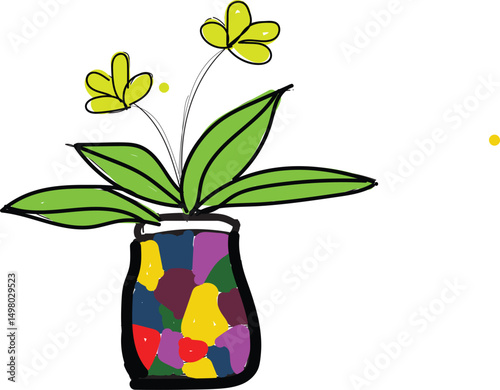 Flower vase Hand drawing