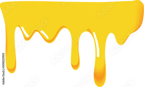 Illustration of yellow honey flowing in smooth curved streams with a gradient from orange to bright yellow.
