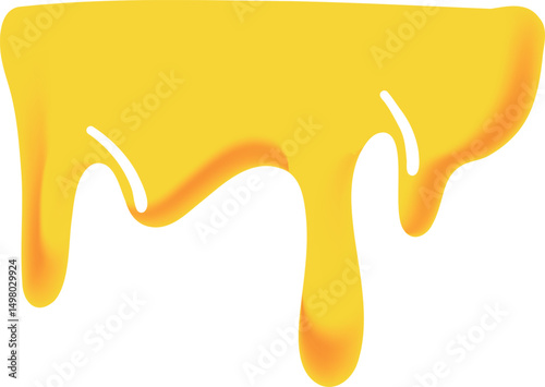 Illustration of yellow honey flowing in smooth curved streams with a gradient from orange to bright yellow.