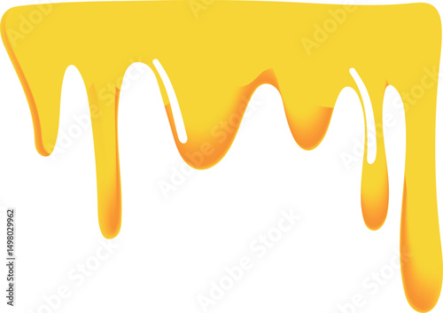 Illustration of yellow honey flowing in smooth curved streams with a gradient from orange to bright yellow.