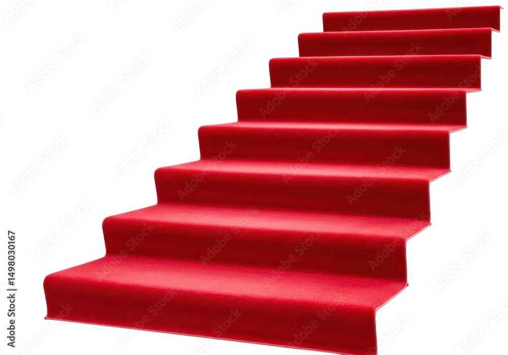 Red carpet on stairs isolated on white background Red carpet on stairs isolated on white background