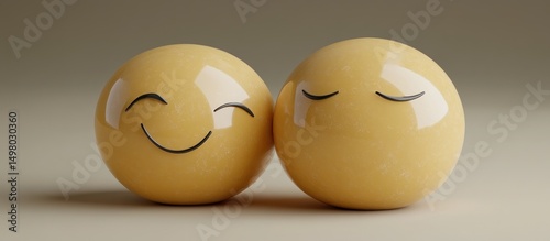 Smiling and Sleeping Emojis Against Plain Background