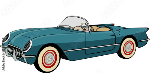 Blue classic convertible  car 