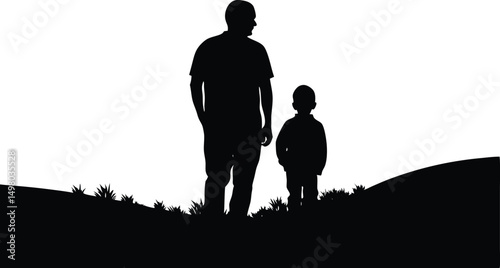 father and child watching sunset a serene silhouet (1).eps