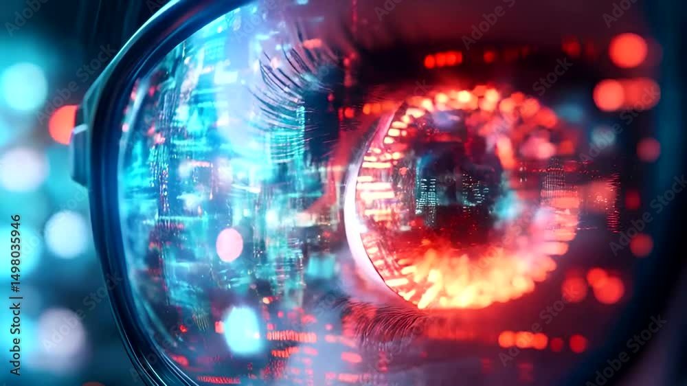 Futuristic eye reflecting digital data Futuristic eye reflecting digital data