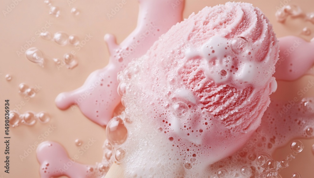 Fototapeta premium Melting Strawberry Ice Cream.