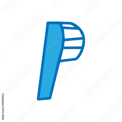 Simple brush icon, flat cartoon toothbrush drawing.