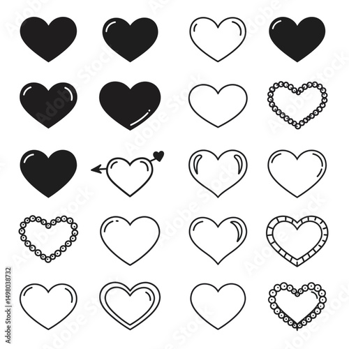 Red Heart Icon on white background. Set of love symbol for web site logo, mobile app UI design. Vector illustration flat style