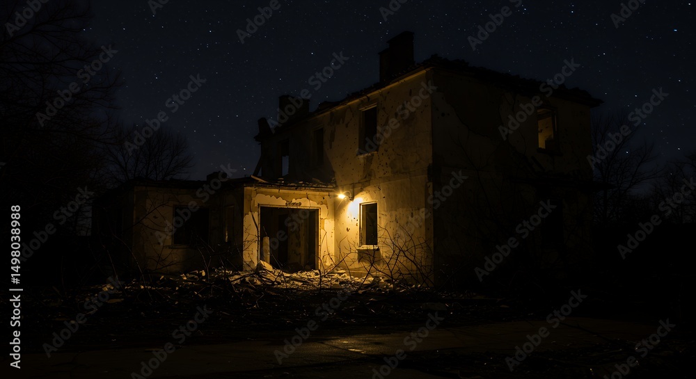 Fototapeta premium Abandoned Building at Night