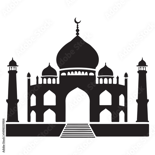 Iconic Taj Mahal Silhouette Illustration Vector Graphic for Travel Lovers