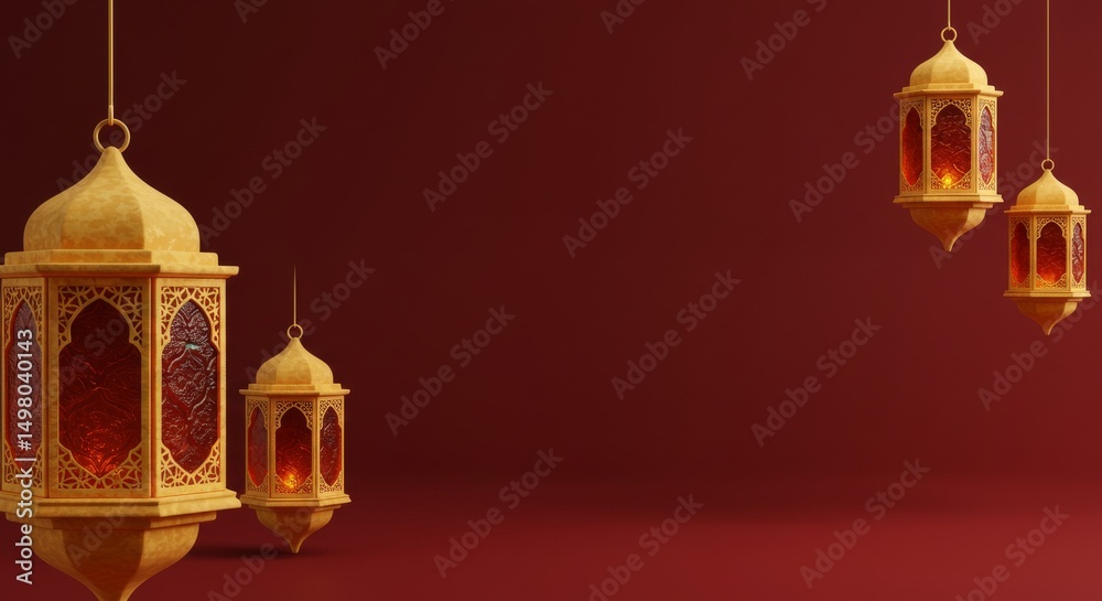 Obraz premium Golden Lantern for Festive Decoration