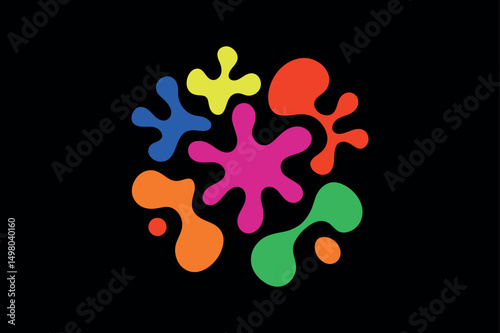 amoebas or liquid blobs isolated abstract colorful background