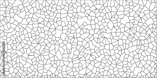 A metal grid stands isolated against a white background with White color Broken Stained-Glass. Diamond shape polygonal texture. Crystal Voronoi diagram background for Website.