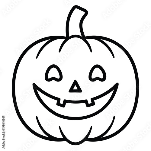 Simple jack o lantern illustration black and white design for halloween season decoration