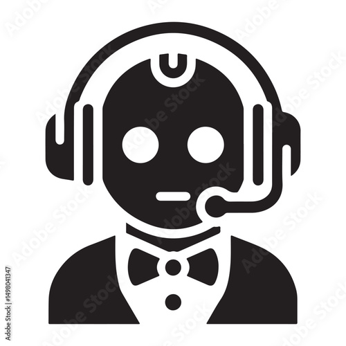 Robot Customer Service Agent Silhouette Vector Illustration for Support Teams