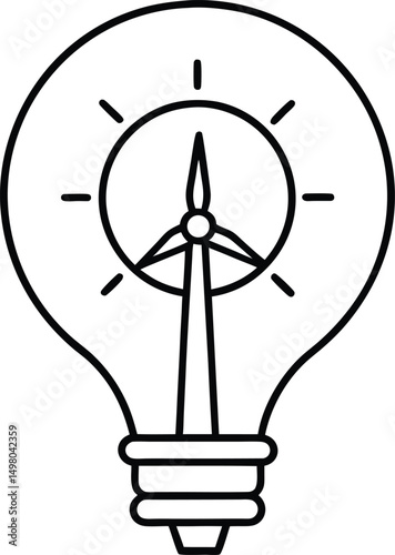  stylized icon of a light bulb powered by wind tur.eps