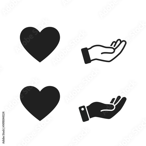 Red Heart Icon on white background. Set of love symbol for web site logo, mobile app UI design. Vector illustration flat style