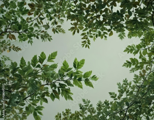 Soft, diffused green, indistinct shapes of leaves and branches,  overlay,  design,  backdrop
