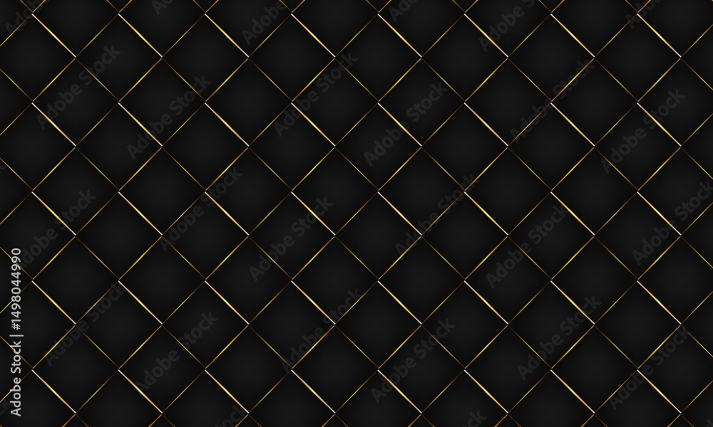 Luxury black background with gold diagonal lines forming a stylish diamond grid. Elegant and modern design, ideal for banners, branding, packaging, or digital presentations.