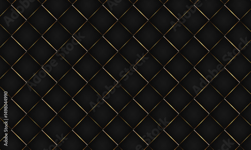Luxury black background with gold diagonal lines forming a stylish diamond grid. Elegant and modern design, ideal for banners, branding, packaging, or digital presentations.