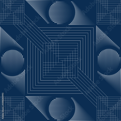 Intricate Abstract Geometric Pattern with Layered Lines and Shapes