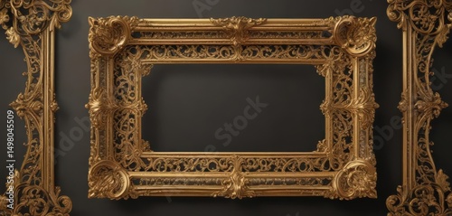 Intricate gold frame, retro design, elegant scrollwork, gold design, retro design, border