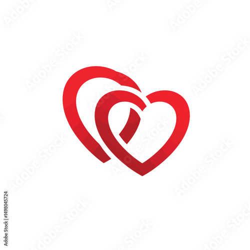 Red Heart Icon on white background. Set of love symbol for web site logo, mobile app UI design. Vector illustration flat style