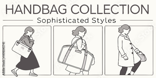 Handbag collection featuring sophisticated styles depicting modern fashion accessories