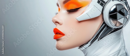 Cyberpunk woman with makeup portrait