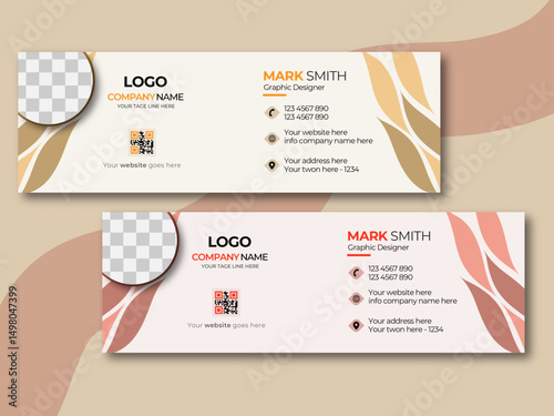 Corporate creative and abstract Email signature Design  template with graphic elements 