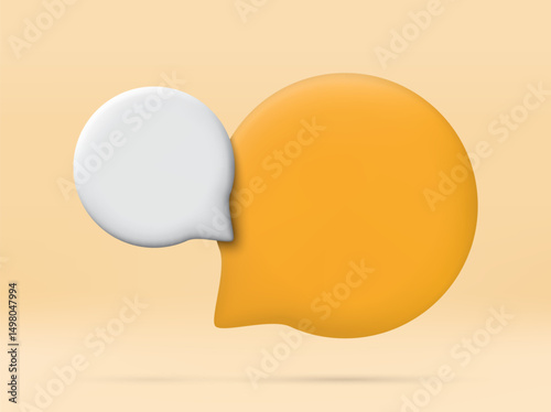 3D speech bubbles symbol for chat on social media icon. 3d comments thread mention or user chat with social media, vector illustration