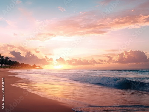 Beach sunset calm ocean