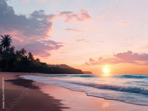 Tropical beach at sunset