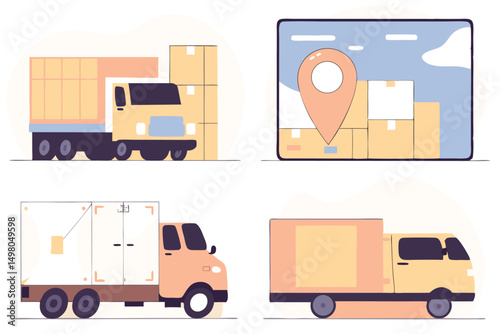 Transportation and delivery of parcels using trucks with online location tracking