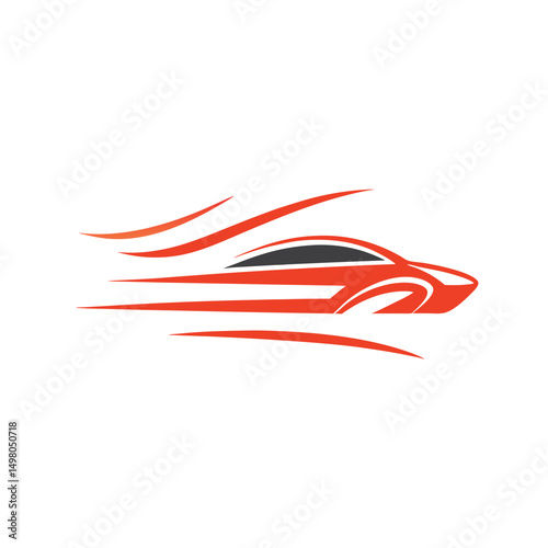 Abstract Car Shape with Speed Motion Lines