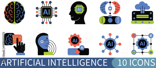 AI processor chip icon vector for artificial intelligence , AI ICON – ideal for logos, web design, mobile apps, social media, and AI graphics.
