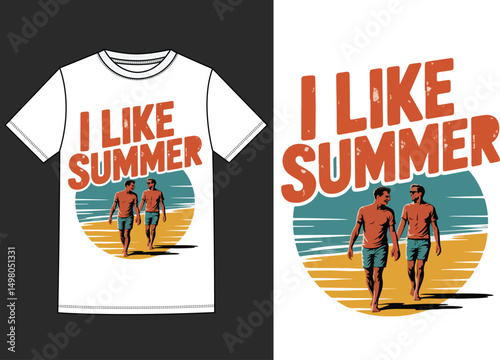 T-shirt vector design, beach, sunlight 