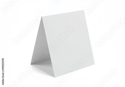 Blank white table tent card for displaying information isolated on white background for events and promotions