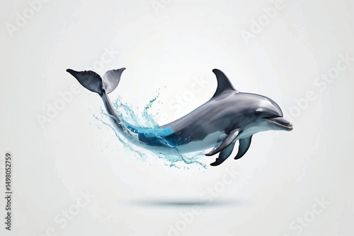 jumping dolphin isolated on white