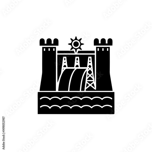 creative details hydroelectric dam icon vector illustration 