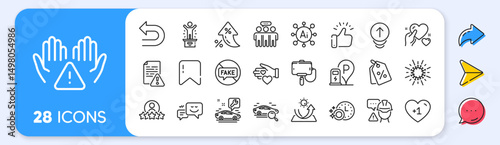 Search car, Clean hands and Swipe up line icons. Interest rate, AI generate, Inflation icons. Pack of Human rating, Undo, Discount tags icon. Car service, Coronavirus, Hold heart pictogram. Vector