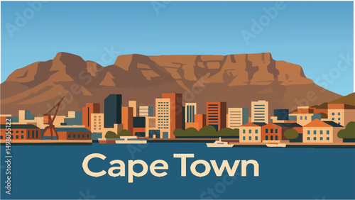 Cape Town's Waterfront with Table Mountain in the Background.eps