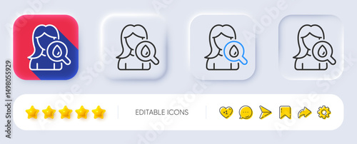 Moisturizing face cream line icon. Neumorphic, Flat shadow, 3d buttons. Skin care sign. Cosmetic lotion symbol. Line moisturizing cream icon. Social media icons. Vector