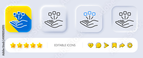 Consolidation line icon. Neumorphic, Flat shadow, 3d buttons. Business strategy sign. Line consolidation icon. Social media icons. Vector