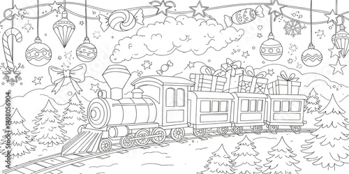 christmas themed coloring page for children. You can print it on