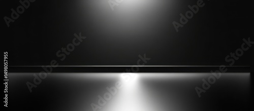 Empty black studio with spotlight, product display