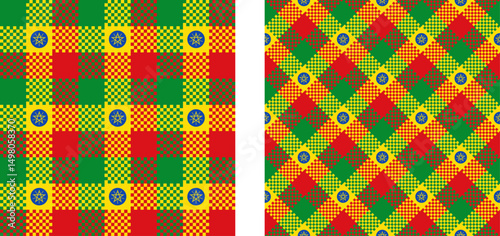 ethiopia pattern set. plaid background for decoration and etc. vector illustration