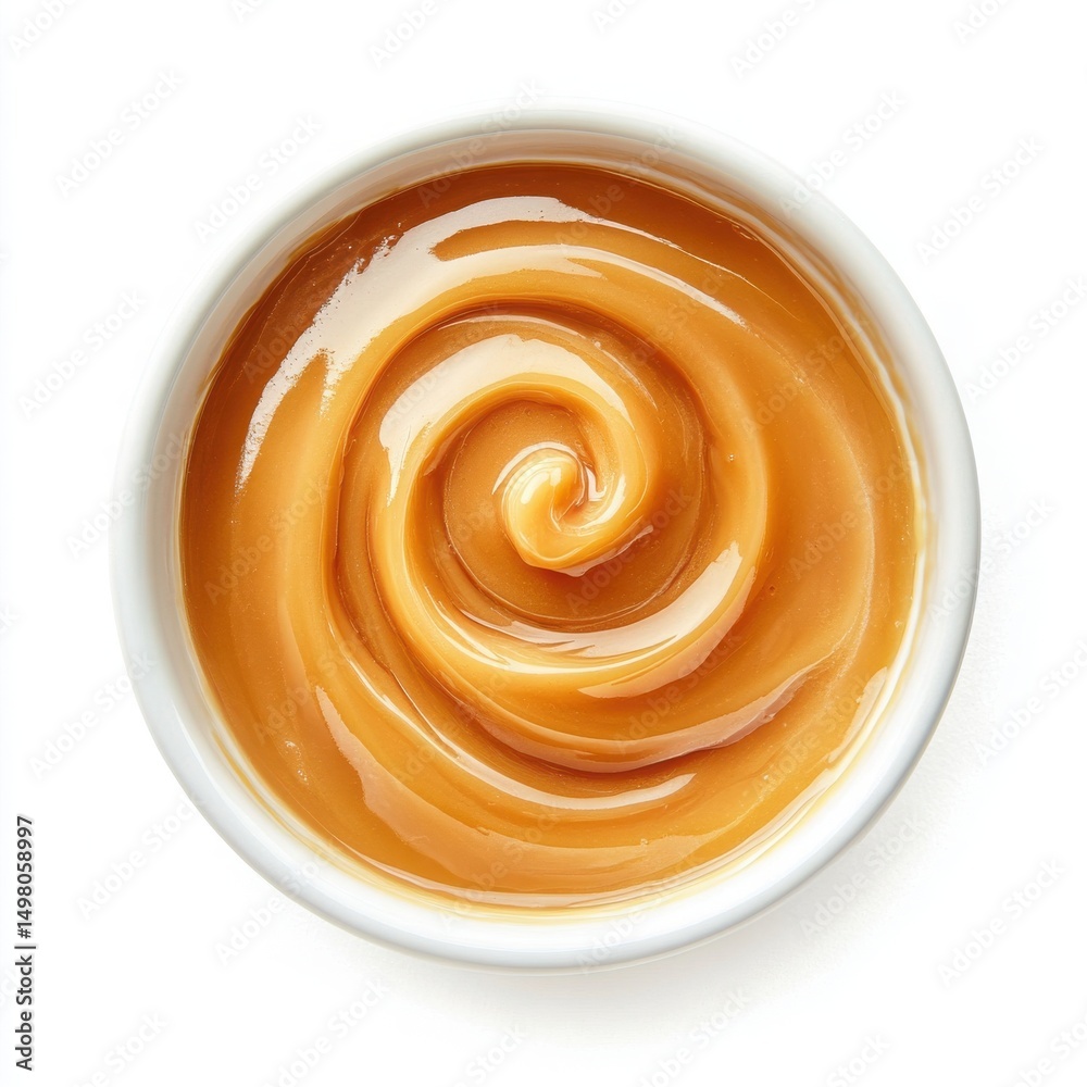 Caramel sauce in bowl isolated on transparent background Caramel sauce in bowl isolated on transparent background