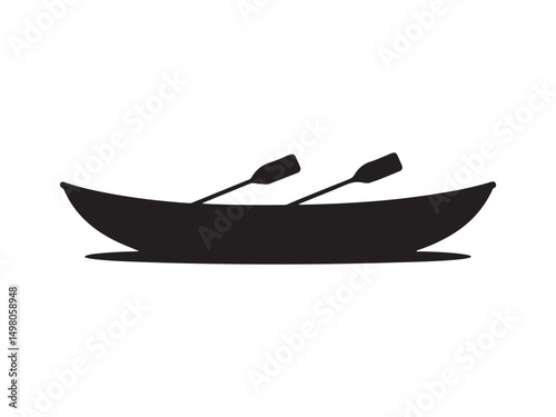 Silhouette of a Double-Oared Rowboat on Water
